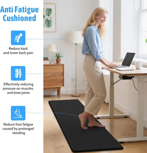 Vista 6 de StepLively Tapete de cocina, 2 piezas, tapetes de cocina acolchados para piso, juego de alfombras de cocina antifatiga, tapete antideslizante