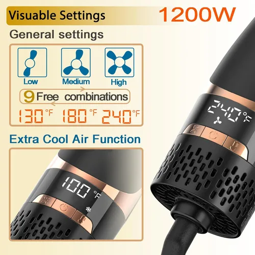 Vista 4 de Nicebay Cepillo Secador de Cabello, Cepillo Secador para Mujeres Peinado Rápido, Cepillo de Secado en Un Paso con Pantalla - Menos Encrespamiento