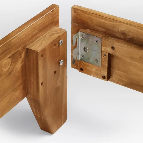 Vista 4 de Base de cama, fabricada en EE. UU. con 100% madera de pino norteamericano, base sólida para colchón con tablillas de pino prensado, instalación sin