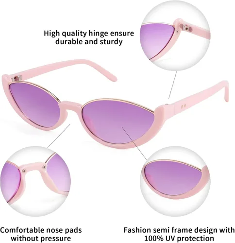 Vista 4 de FEISEDY Gafas de sol pequeñas de moda con ojo de gato para mujer, gafas de sol frescas de moda retro B2864, 52 mm