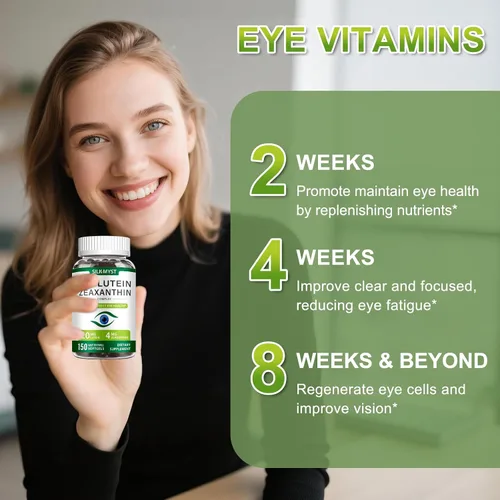 Vista 4 de Suplemento de luteína y zeaxantina, vitaminas oculares 150 cápsulas blandas, 20 mg de luteína y 4 mg de zeaxantina con vitaminas C, E, zinc, cobre