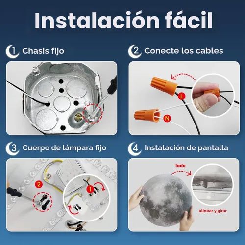 Vista 6 de Lámpara de Techo Empotrada Estilo Luna de 31W 13.8 pulgadas 5000K, Luces de Techo LED Modernas, Lámpara de Techo Blanco Luz de Día para Dormitorio