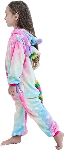 Vista 3 de PlushCosplay Pijama de unicornio para niños, disfraz de Halloween
