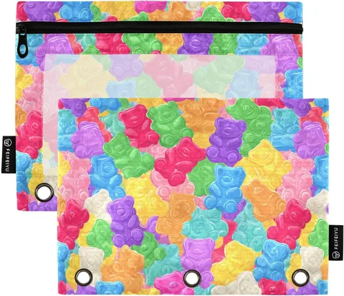 Vista 20 de SHJI Bolsas para carpetas, bolsa de lápices de mármol rosa y azul para carpeta de 3 anillas, paquete de 2 bolsas transparentes con cremallera