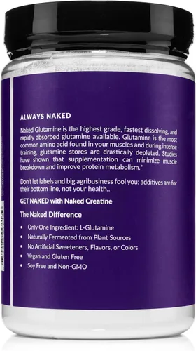 Vista 6 de L-glutamina pura fabricada en los Estados Unidos – 100 porciones – 17.64 oz, 1.1 libras a granel, vegano, sin OMG, sin gluten y sin soja. Minimiza