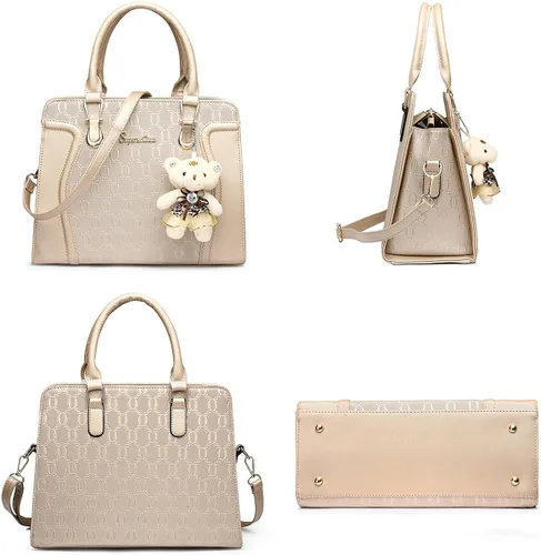Vista 2 de Soperwillton Bolsos de mano de moda para mujer, bolsa de hombro, asa superior, bolsa de mano, juego de 4 piezas