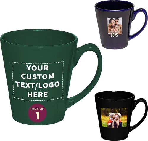 Vista 11 de DISCOUNT PROMOS Taza de café con leche de cerámica brillante personalizada de 12 onzas, juego de 10/50/100 unidades personalizadas, paquete a