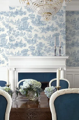 Vista 2 de NextWall Chateau Toile Papel Tapiz Despegar y Pegar (Blue Bell)