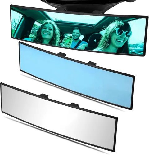 Vista 9 de Espejo retrovisor para auto de vidrio HD de 12 pulgadas, antirreflejos, con clip, panorámico, de gran angular, espejo retrovisor interior universal
