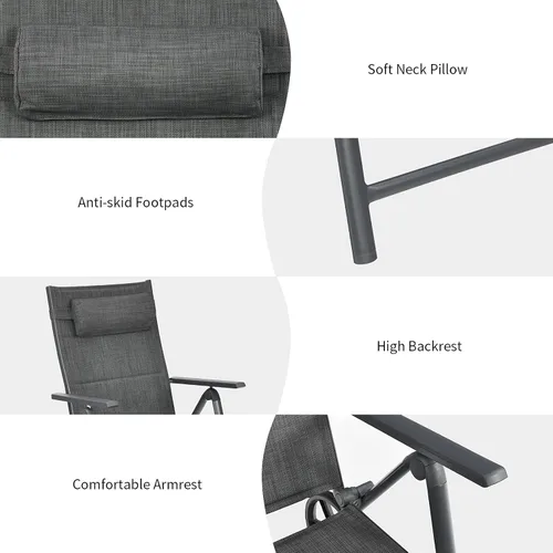 Vista 7 de RELAX4LIFE Tumbona para patio con ruedas – Silla reclinable plegable acolchada con almohada extraíble, respaldo ajustable, sillas de playa