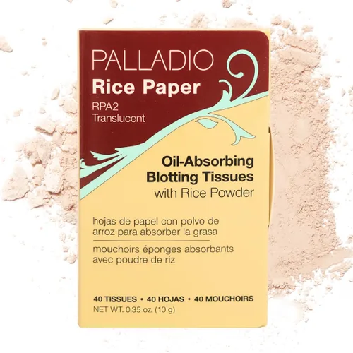 Vista 13 de Palladio Papel de arroz facial para piel grasa, hojas de secado facial hechas de arroz natural, papel absorbente de aceite con polvo de arroz, 2