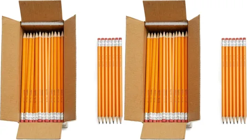 Vista 6 de Amazon Basics Lápices con cuerpo de madera #2, preafilados, caja a granel de mina HB, 150 unidades, amarillo