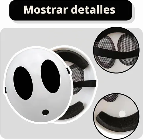 Vista 5 de Máscara de chico tímido con capa, 2 piezas, disfraz de anime de sueño blanco para Halloween, accesorios de accesorios de cosplay