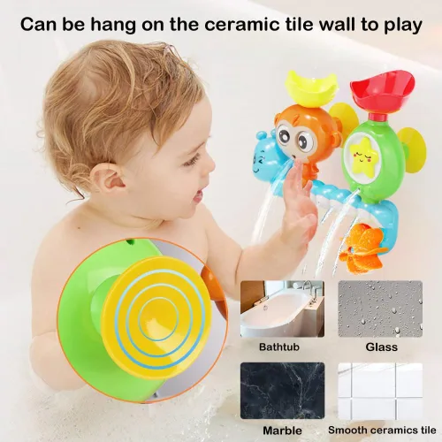 Vista 3 de G-WACK Juguetes de baño para niños pequeños de 1, 2 y 3 años, juguetes de agua para tina de bebé recién nacido, juguetes de agua interactivos