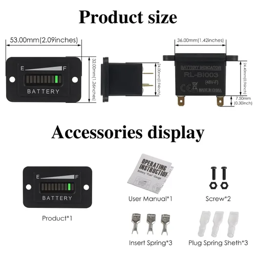 Vista 6 de Jayron Medidor indicador de batería de plomo ácido/medidor de capacidad de batería impermeable, alerta de descarga de batería digital LCD universal