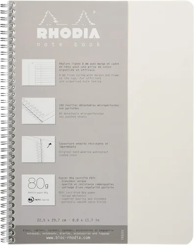 Vista 3 de Rhodia 193039C - Cuaderno de anillas (encuadernación completa) Negro - A4+ - Cuadrícula de puntos - 160 páginas extraíbles - Papel Clairefontaine