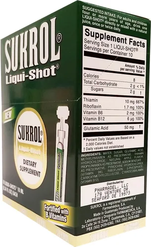Vista 3 de Sukrol Liquid Shot Suplemento Dietético 10 Unidades - Suplemento Multivitamínico (Paquete de 1)