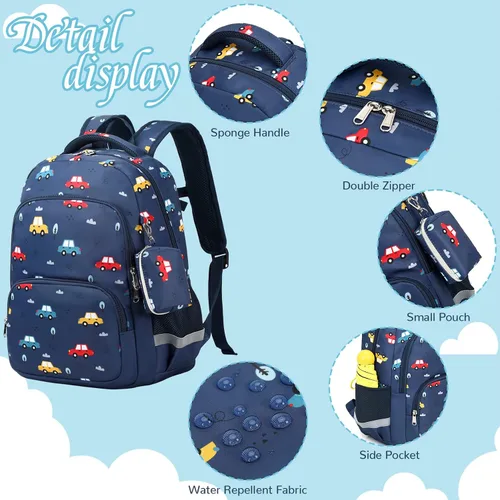 Vista 5 de MIRLEWAIY Mochila para niños de 15.7 pulgadas, juego de 3 piezas con lonchera y estuche para lápices para escuela, niñas, niños y estudiantes