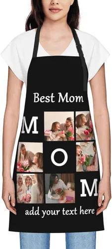 Vista 54 de Delantales personalizados para mujer, diseño de delantal de chef ajustable con nombre, textos, fotos, flores, regalos para el día de la madre