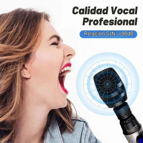 Vista 2 de HOTEC Micrófonos inalámbricos Dual UHF Sistema de micrófono de mano con control de eco/volumen, receptor recargable para karaoke, iglesia, boda