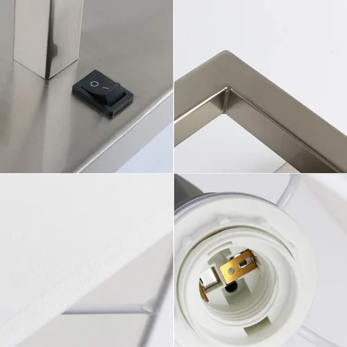 Vista 5 de PERMO Juego de 2 lámparas de pared individual con pantallas textiles blancas y botón de interruptor de encendido/apagado, pequeñas lámparas modernas