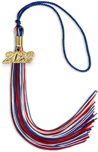 Vista 54 de Endea Graduation Borla mixta de triple color con gota de fecha dorada (negro/dorado/blanco, 2021)