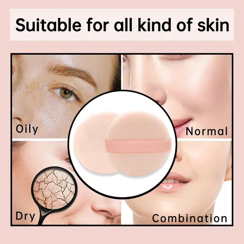 Vista 4 de 4 almohadillas de algodón para polvo, esponja de maquillaje suave para base de polvo suelto, almohadillas para la cara, base cosmética corporal 3.15