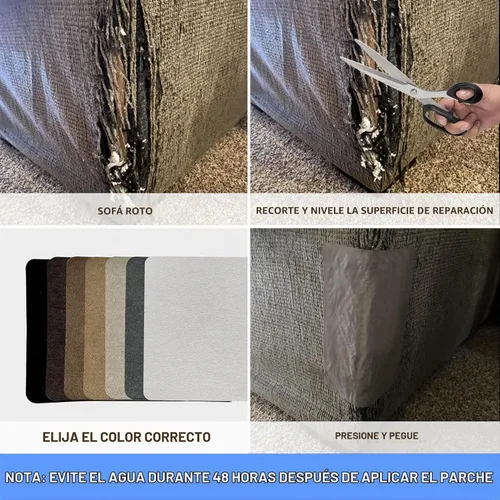 Vista 6 de Azobur Parche de reparación de sofá, 6 piezas de parches de microfibra, reparación de parches de tela autoadhesivos, aspecto lujoso, sofá de Beige