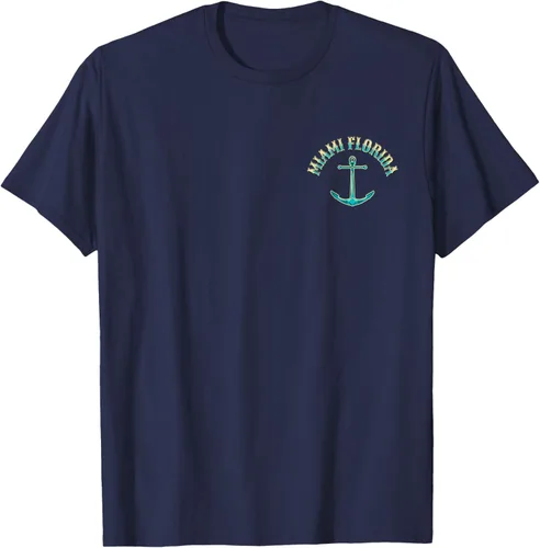 Vista 36 de Camiseta con diseño de pesca en la parte delantera y trasera de Miami Florida USA, Negro
