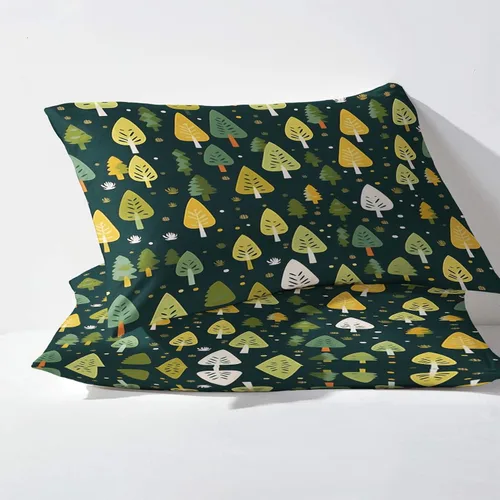 Vista 3 de Forest Sheets - Juego de sábanas y fundas de almohada, tamaño individual, diseño de pino, 3 piezas, sábana bajera ajustable de microfibra suave