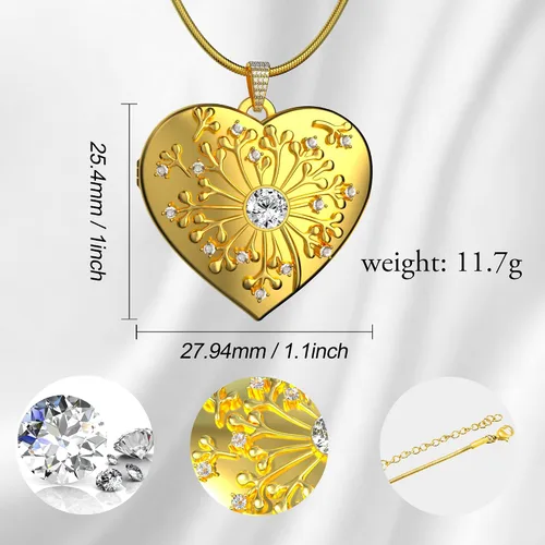 Vista 5 de Fanery Sue Heart Locket Necklace that Holds Pictures, Lockets Necklaces Customize Photo Pendant Picture Jewelry for Women