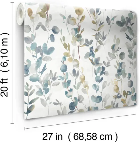 Vista 5 de York Wallcoverings Candice Olson PSW1431RL - Papel tapiz autoadhesivo de eucalipto azul marino