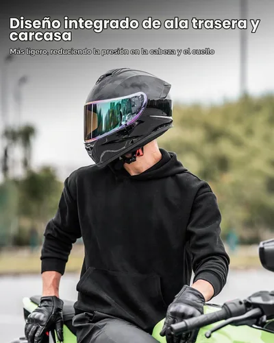 Vista 5 de Full Face Motorcycle Helmet DOT Approved for Adult Men Women AU-T801 Includes Clear/Tinted Visors & Storage Bag, Lightweight ABS/EPS, Visor Lock
