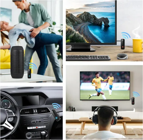 Vista 7 de Paquete de 2 adaptadores Bluetooth Aux para coche, receptor transmisor Bluetooth 5.3 2 en 1 para auriculares, altavoz de audio para el hogar