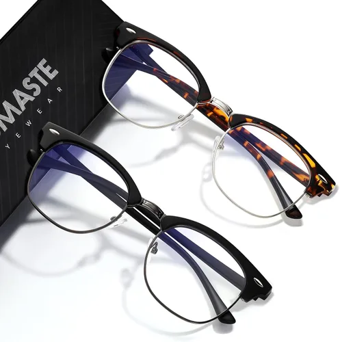 Vista 17 de Blue Light Blocking Glasses Anti Eyestrain Computer Gaming Glasses Vintage Half Frame UV Clear Lens for Women Men