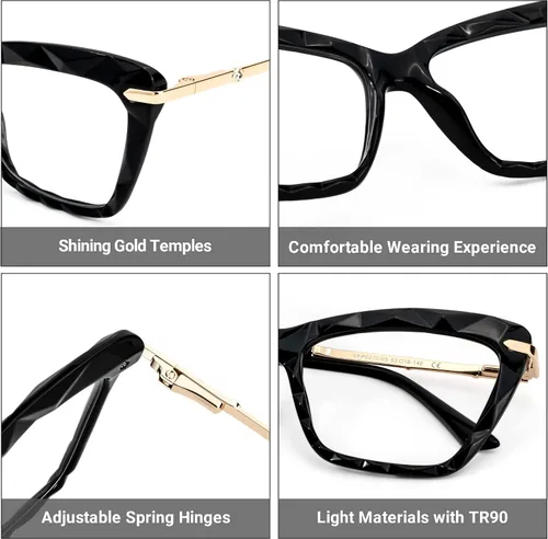 Vista 24 de Zeelool Gafas de bloqueo de luz azul ojo de gato de cristal para mujer Juliet VFP0270