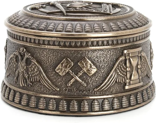 Vista 4 de Veronese Design 2 3/8" alto ojo masónico de Providencia redondo baratija caja de baratija Escultura de resina Acabado bronce