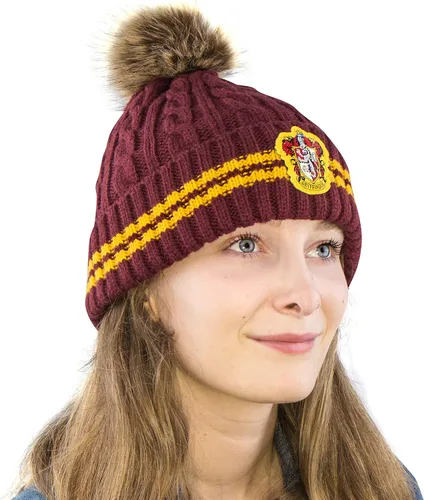 Vista 2 de Cinereplicas - Harry Potter - Gorro con pompón - Producto oficial - Gryffindor - Rojo y amarillo