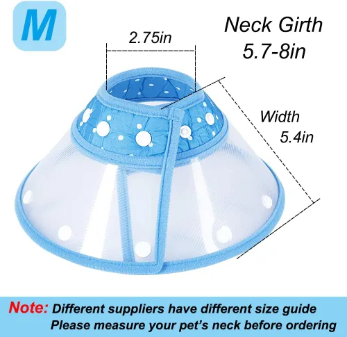 Vista 3 de Vivifying Conos de perro para perros pequeños, cono de mascota ajustable de 5.7-8 pulgadas, collar isabelino de recuperación ligero para gatos Azul