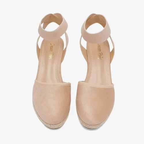 Vista 4 de DREAM PAIRS - Sandalias de cuña con correa elástica en el tobillo, para mujer