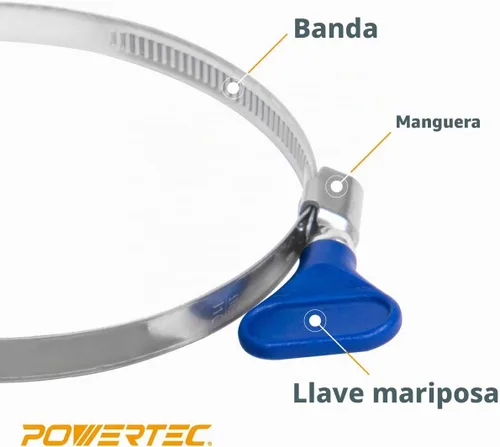 Vista 3 de POWERTEC 70247 Abrazaderas de manguera con llave de 1-1/2 pulgadas, abrazaderas ajustables de tornillo de pulgar de acero inoxidable para colección