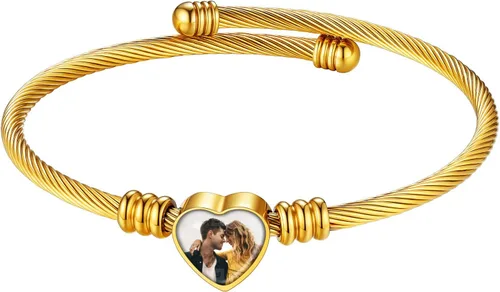Vista 10 de U7 delicado brazalete de puño simple de platino bañado en oro real de 18K, joyería moderna. A. Oro básico