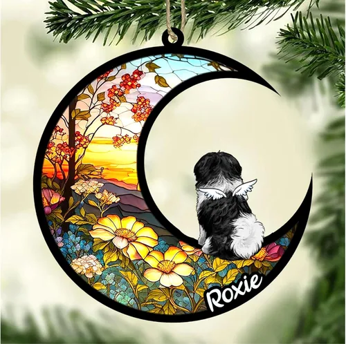 Vista 801 de LOVELYPOD Adorno de Navidad personalizado para perro Basset Hound (marrón) Basset Hound (marrón) adorno para atrapasoles de perro, razas de perros