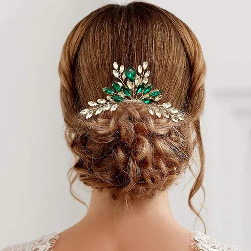 Vista 3 de Peine de pelo de cristal para novia, pieza de pelo con diamantes de imitación, fiesta de graduación, festival, boda, accesorios para el cabello