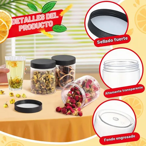 Vista 6 de sietpoek 48 PIEZAS Tarros de Plástico de 8 OZ con Tapas de Rosca, Etiquetas Recipientes Redondos Vacíos Rellenables de Slime para Almacenar