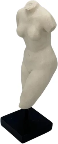 Vista 2 de Galt International Estatua de cuerpo de mármol de polietileno de 13.5 pulgadas con pedestal negro para decoración del hogar, escultura de dios