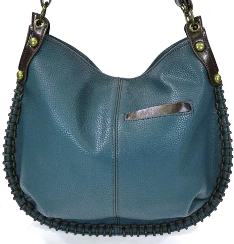 Vista 5 de Chala Bolsos de mano, estilo casual, suave, con hombro grande o bolso cruzado con llavero, color azul marino, Búho