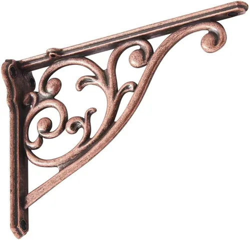 Vista 19 de Soportes de estante de 4 pulgadas, paquete de 4 soportes de pared de latón antiguo de alta resistencia, estantes decorativos de cocina victoriana