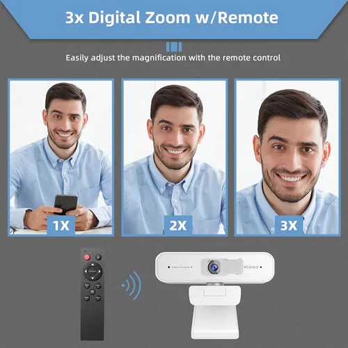Vista 6 de Certificada para Zoom, NexiGo N940P (Gen 2) Cámara web con zoom 2K y control remoto Sensor Sony Starvis Zoom 3X de acercar y alejar Micrófono