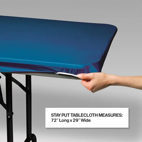 Vista 2 de Creative Converting Funda de plástico para mesa de banquete, 29 x 72 pulgadas, azul real (37442)